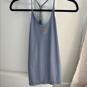 Nike Light Blue Ribbed Camisole Tank with Gold Logo